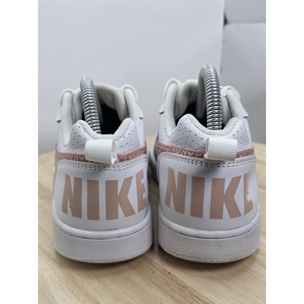 Womens Size 7.5 - White Nike Court Borough Low with pink leopard Swoosh Sneakers - Picture 6 of 9